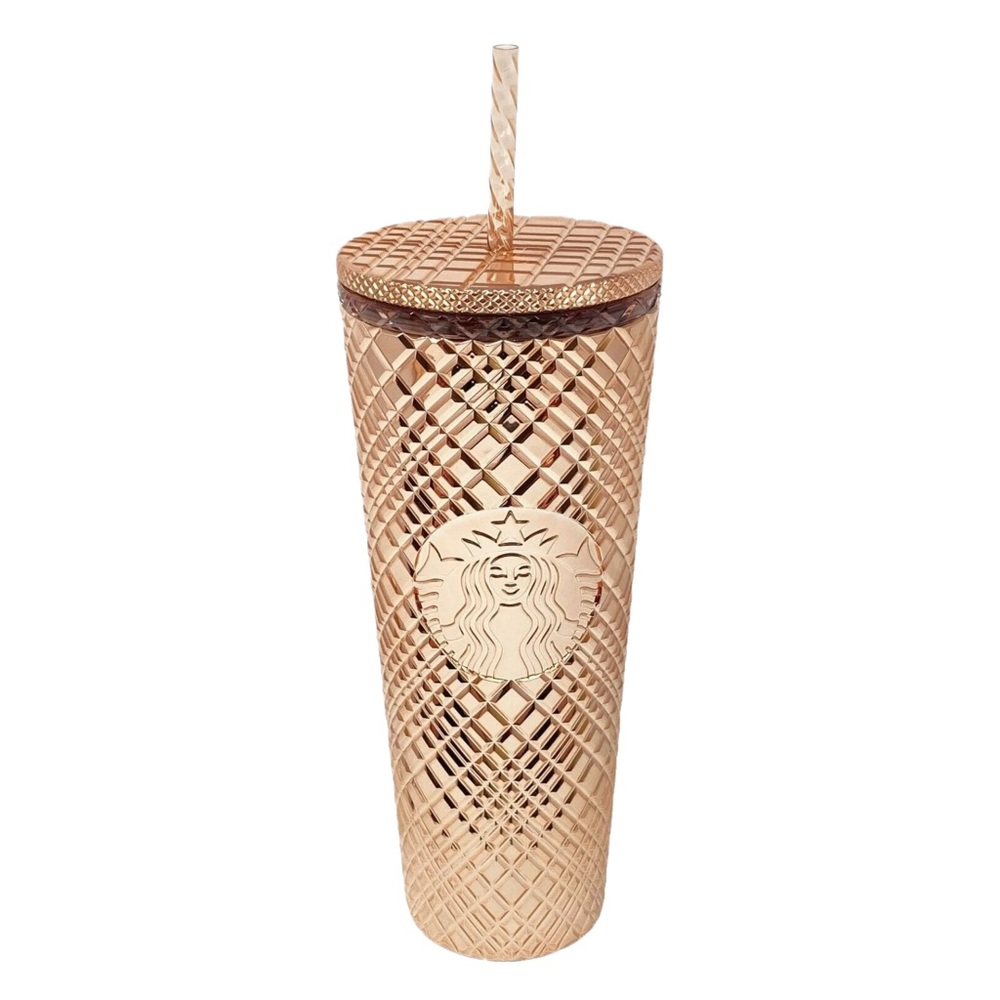 🆕✨ Starbucks 2023 Limited Edition Rose Gold Metallic Plastic Cold Cup 24oz